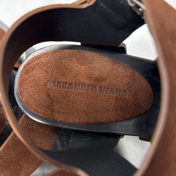 Alexander Wang Tess Suede Chunky Wooden Platform Clog Sandal Heel Brown Boho 35 - Picture 12 of 16